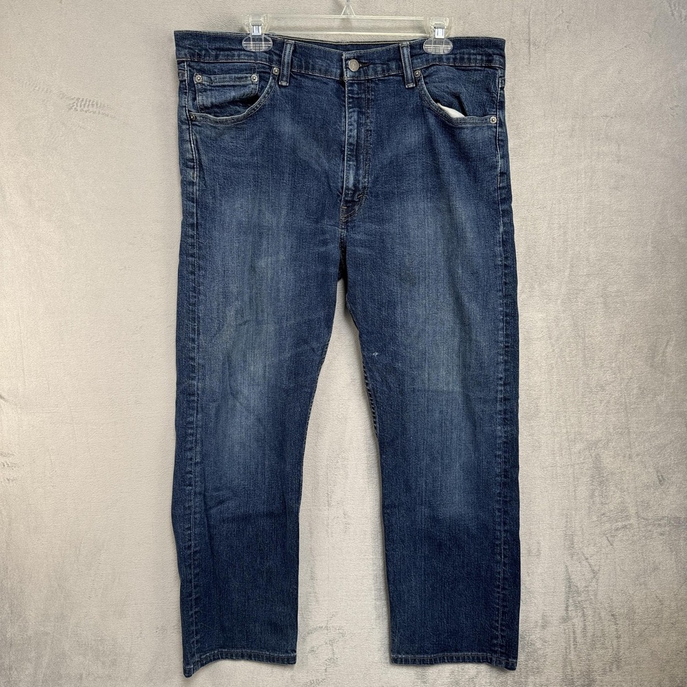 Levis 505 Jeans Mens 38x32 Blue Medium Wash Straight Denim Regular Fit Stretch
